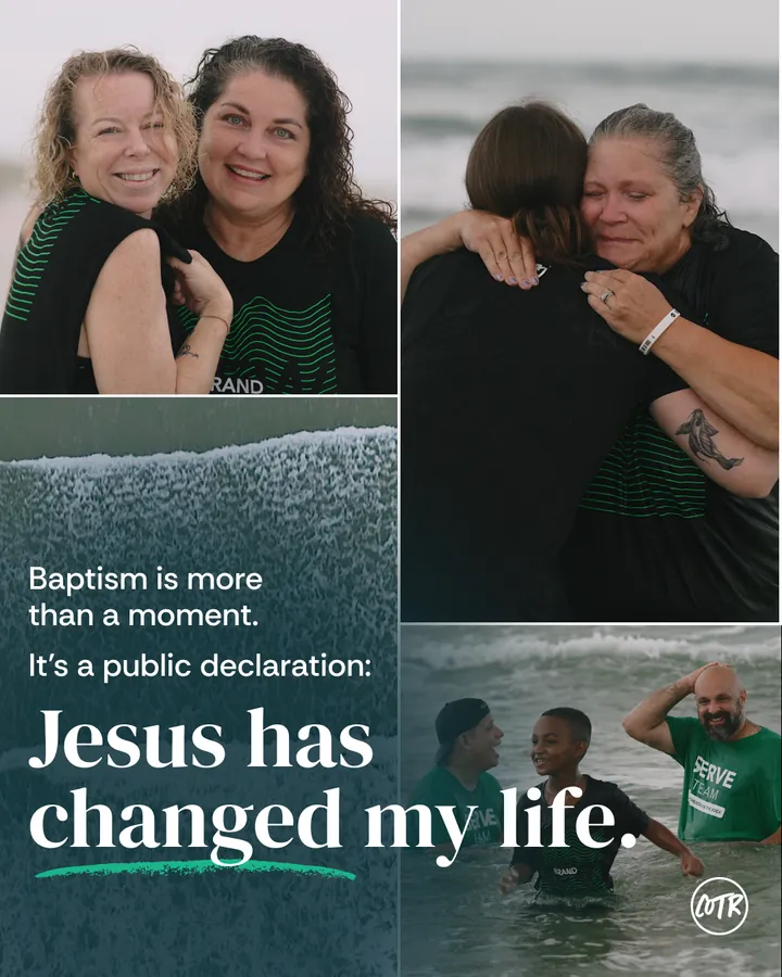 Beach baptism collage post: Baptism is more than a moment. Jesus has changed my life.