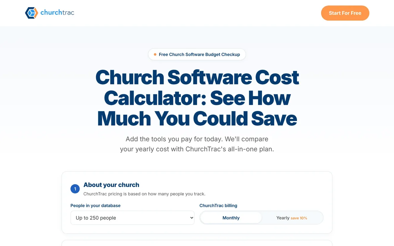 Savings calculator: Church Software Cost Calculator, see how much you could save