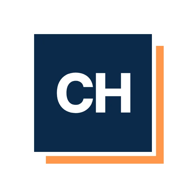 The ChurchHacks CH mark with its orange edge