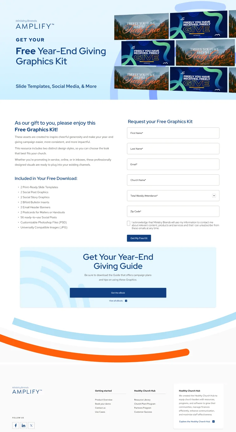 Landing page for the free Year-End Giving graphics kit